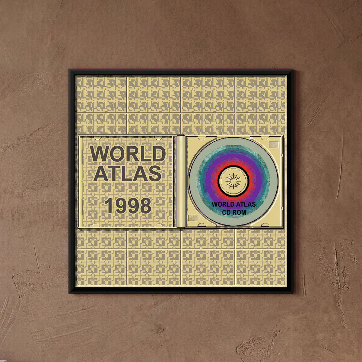 World Atlas CD-ROM - framed canvas art hung on a wall