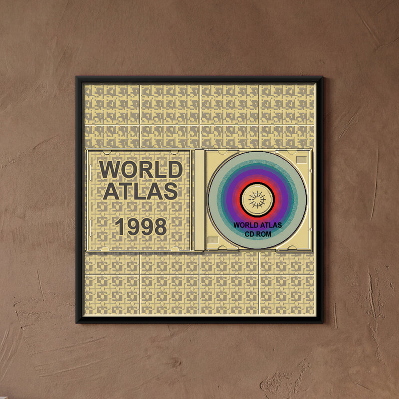 World Atlas CD-ROM - framed canvas art hung on a wall