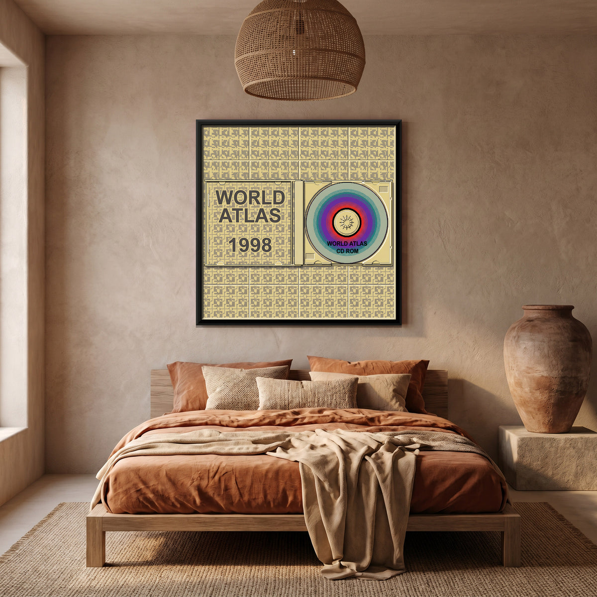 World Atlas CD-ROM - canvas art shown in a styled room