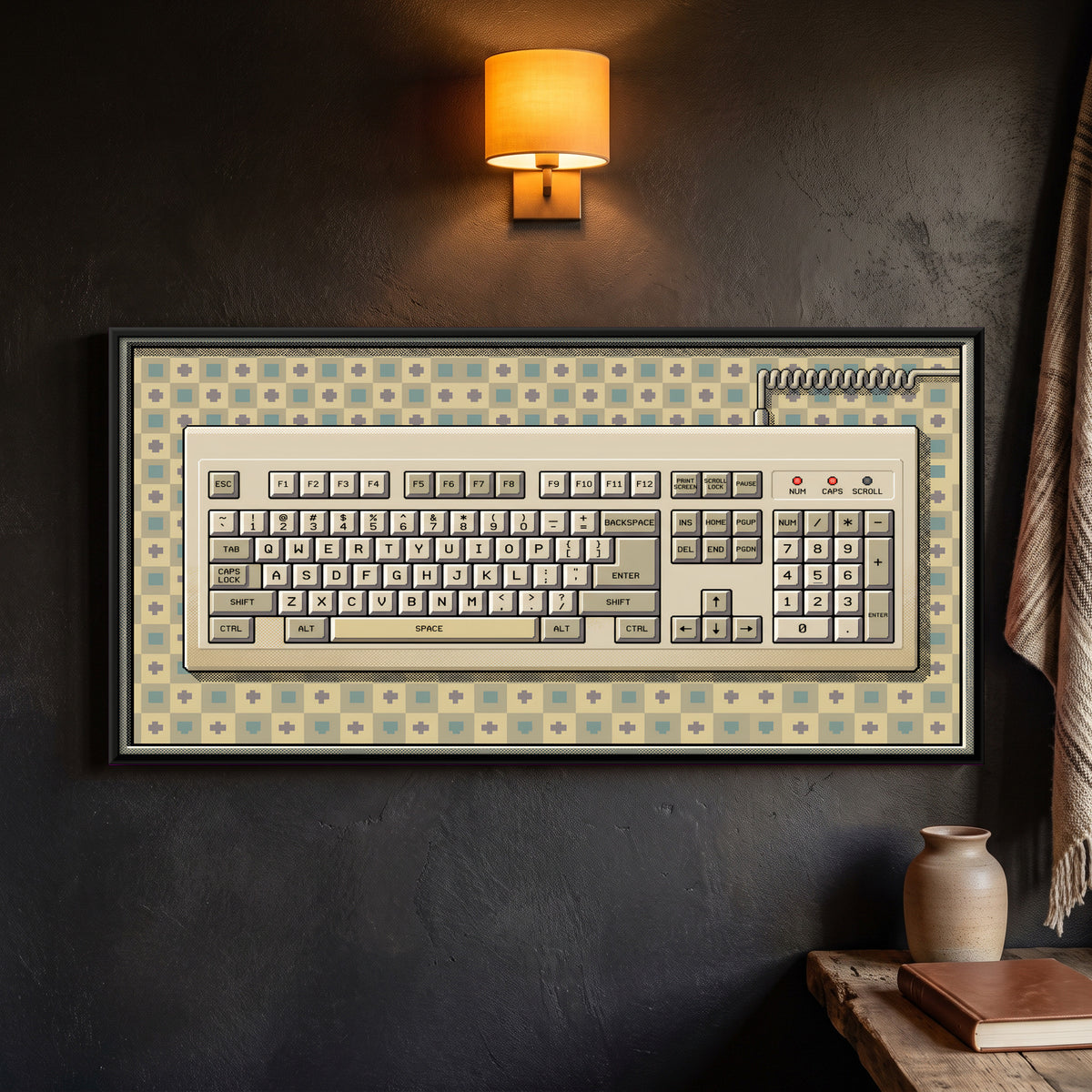 Computer Keyboard - framed canvas art hung on a wall