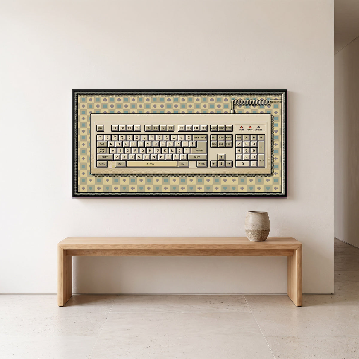 Computer Keyboard - canvas art shown in a second room setting