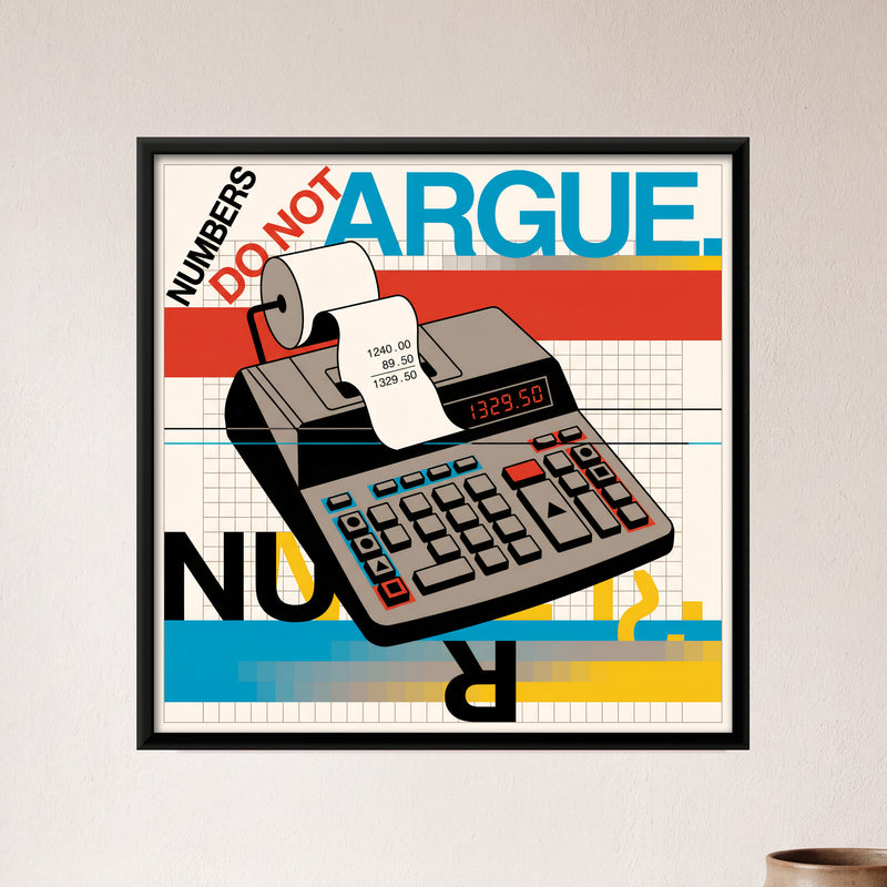 Printing Calculator - framed canvas art hung on a wall