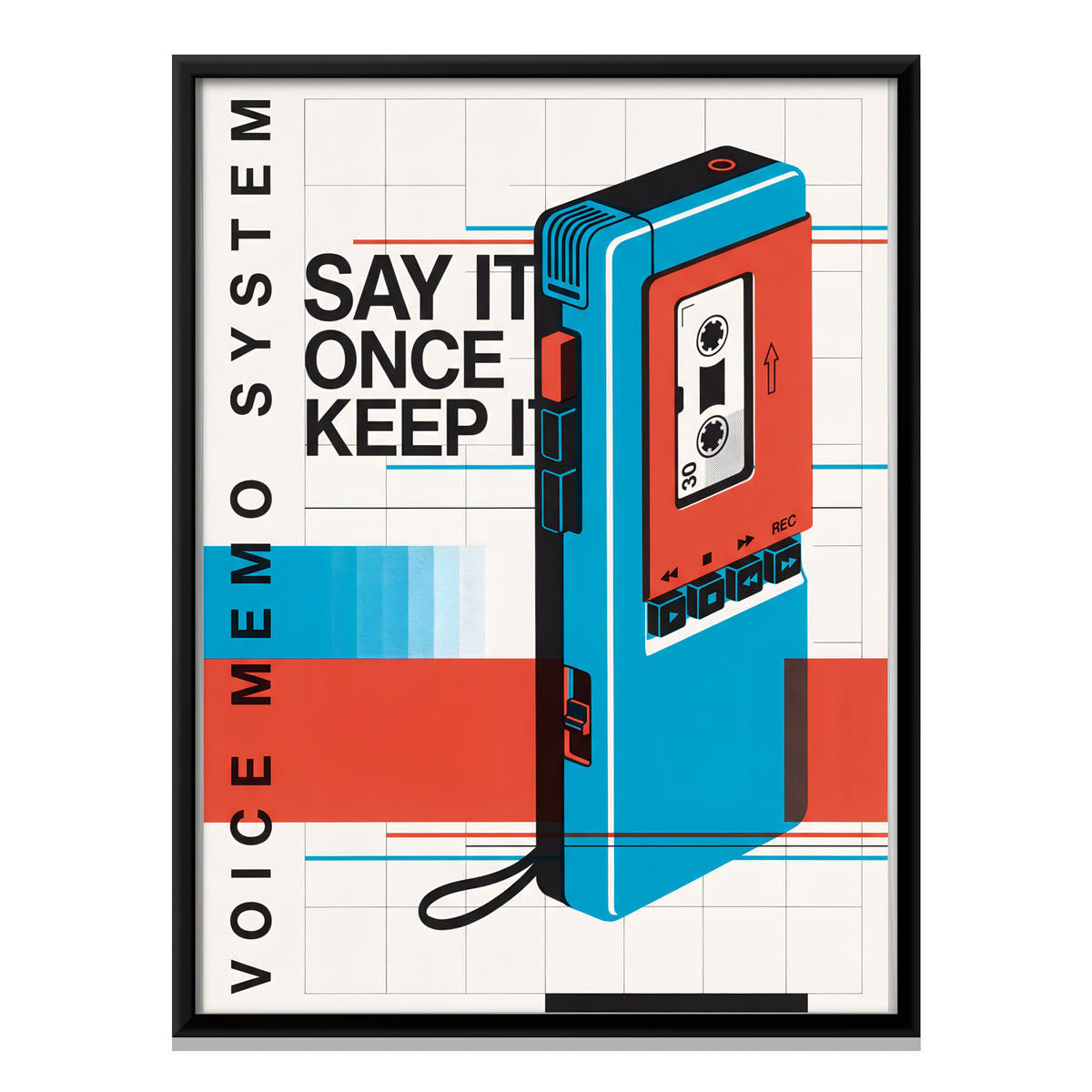 Handheld Voice Recorder - framed canvas print, front view