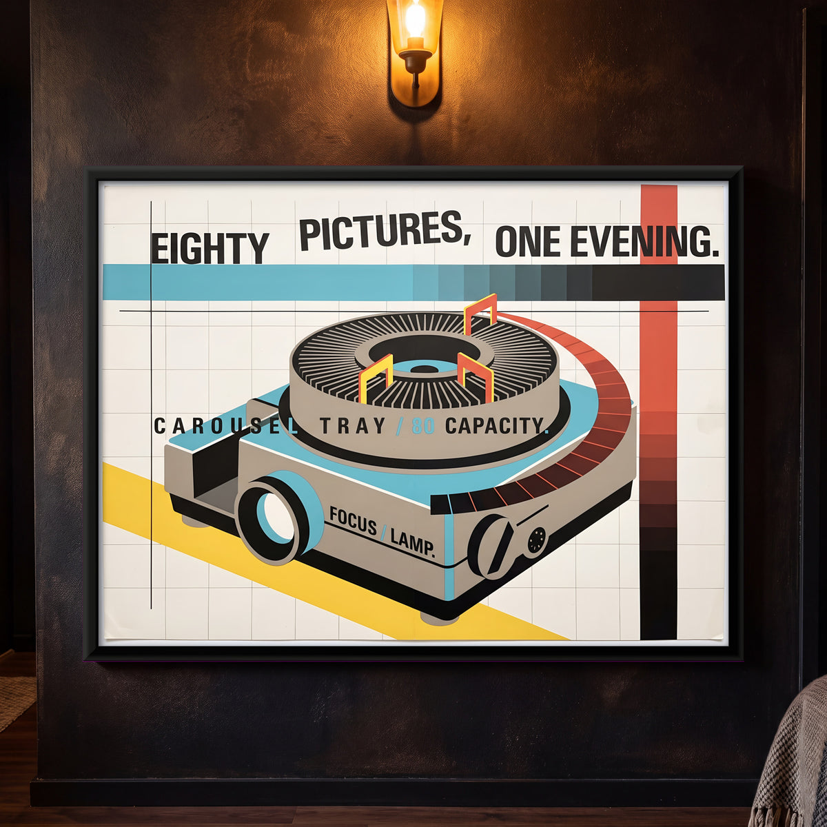 Carousel Slide Projector - framed canvas art hung on a wall