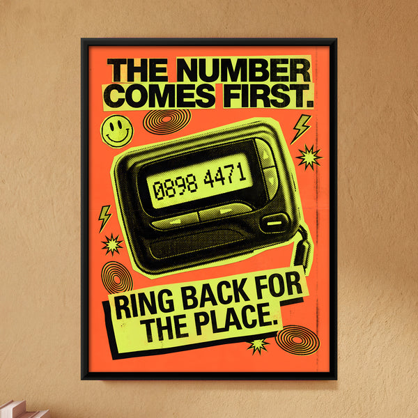 Handheld Pager Displaying a Phone Number