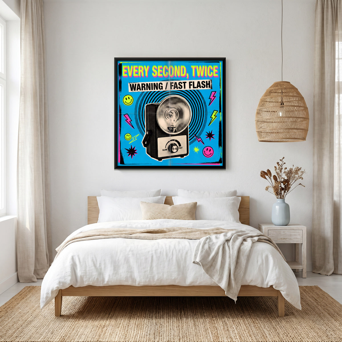 Rave Strobe Light - canvas art shown in a second room setting