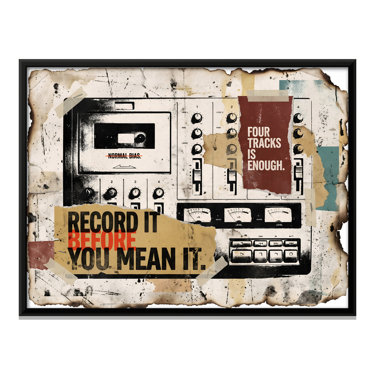 Four-Track Cassette Recorder - framed canvas print, front view