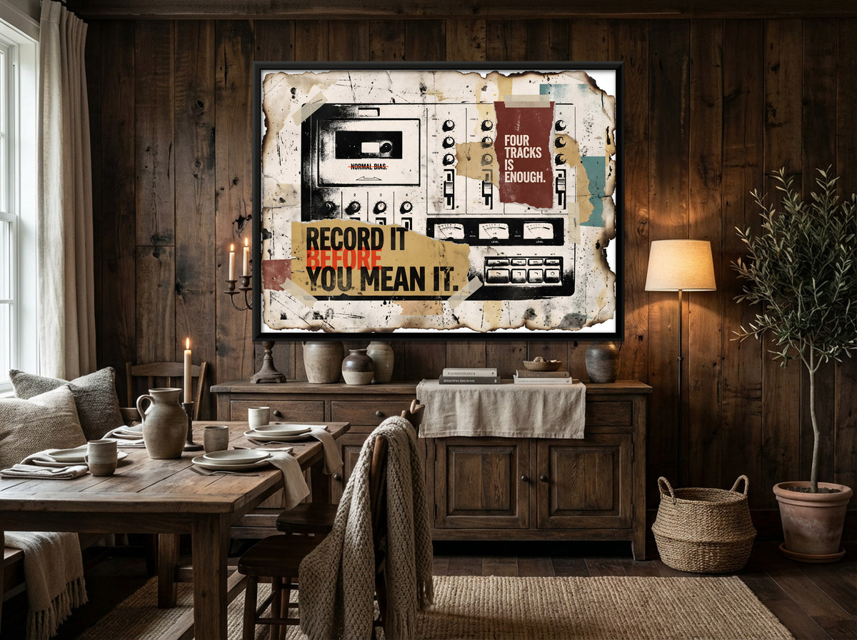Four-Track Cassette Recorder - canvas art shown in a second room setting