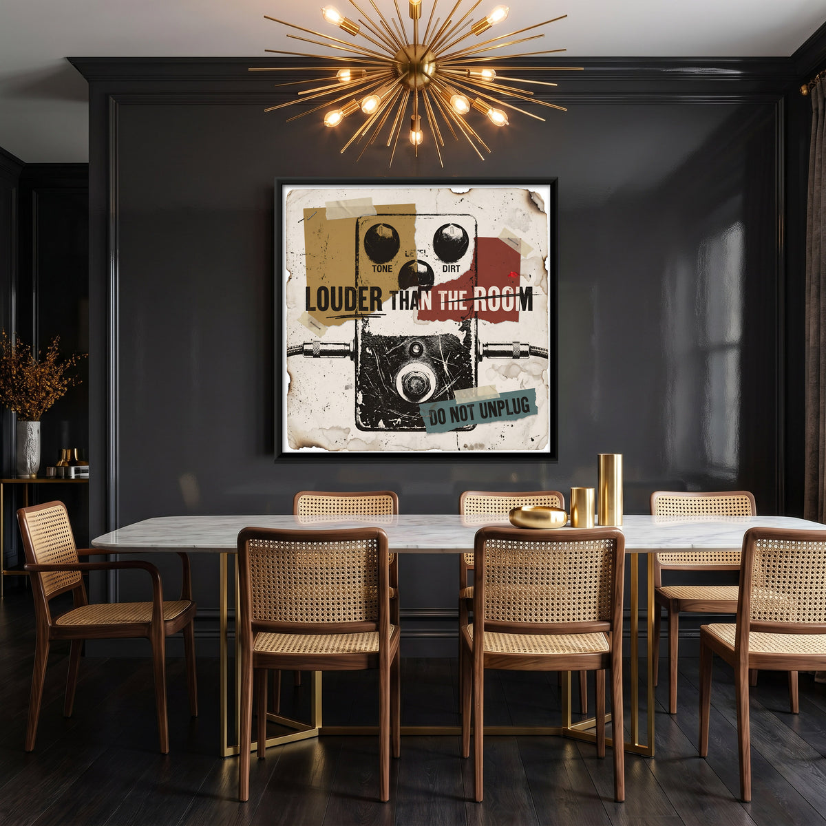 Guitar Effects Pedal - canvas art shown in a styled room