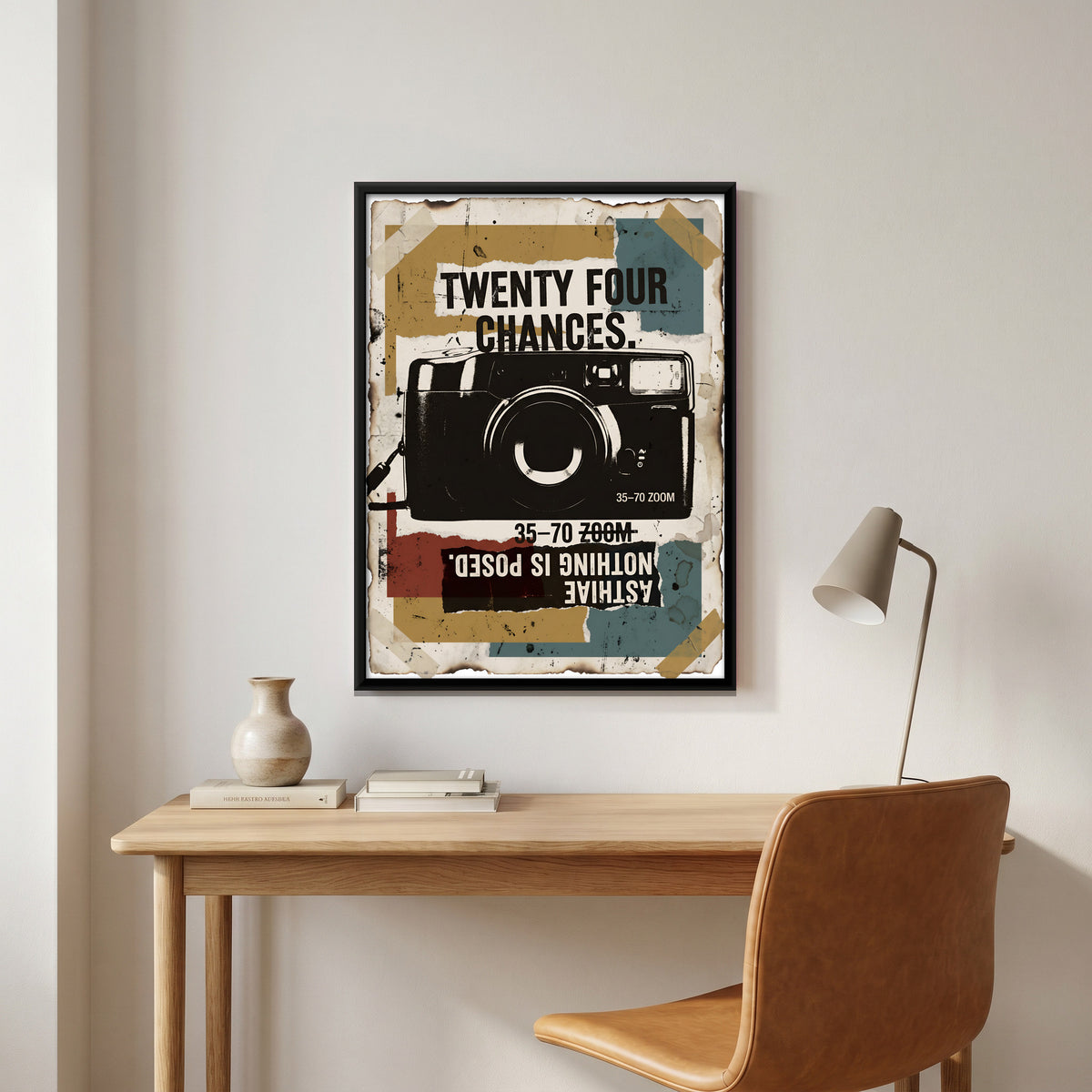 Compact Film Camera - canvas art shown in a styled room