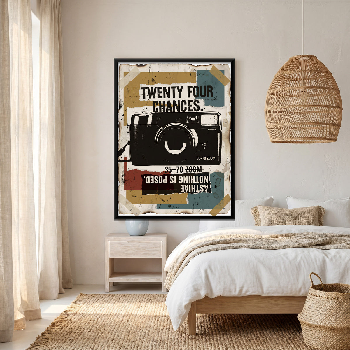 Compact Film Camera - canvas art shown in a second room setting