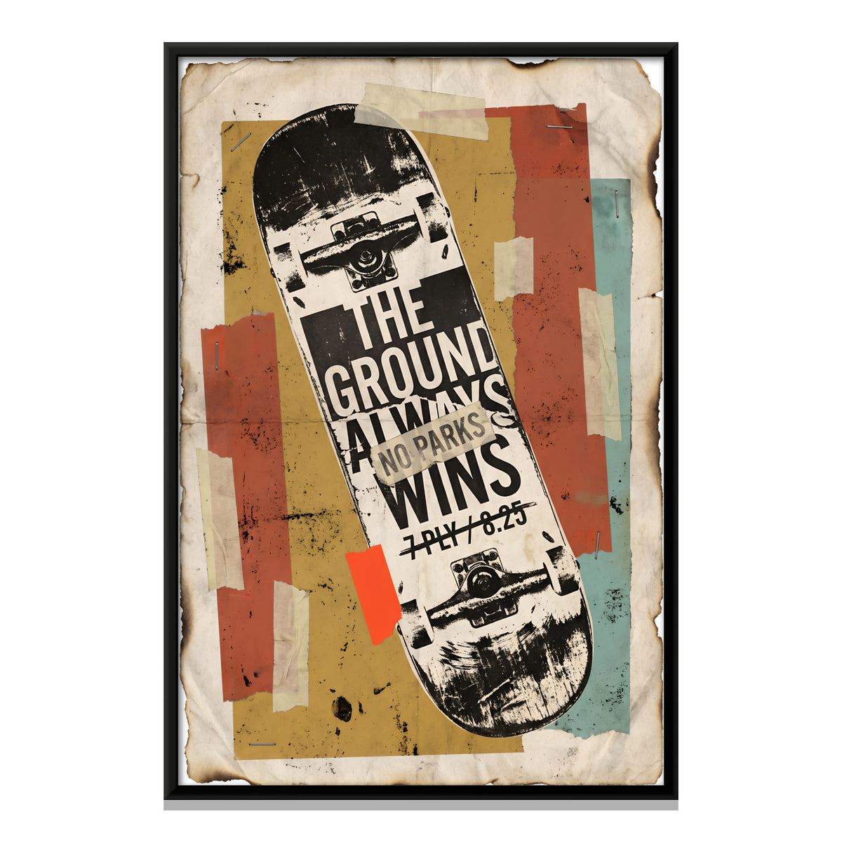 Skateboard - framed canvas print, front view