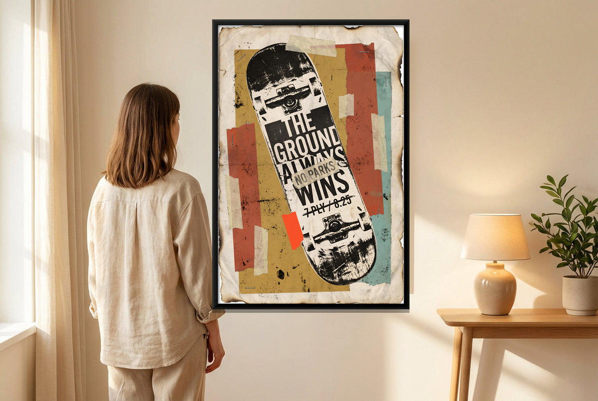 Skateboard - canvas art shown in a styled room