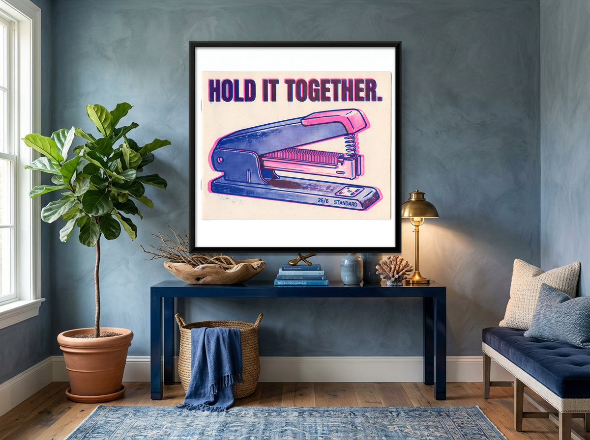 Desktop Stapler - canvas art shown in a second room setting