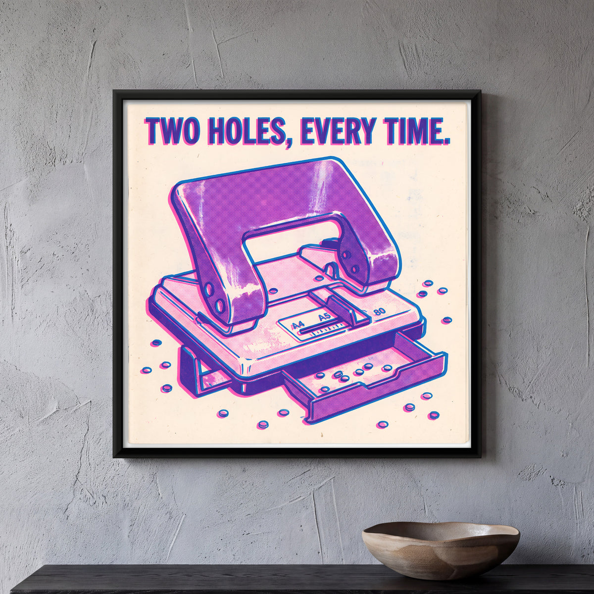 Two-Hole Paper Punch - framed canvas art hung on a wall