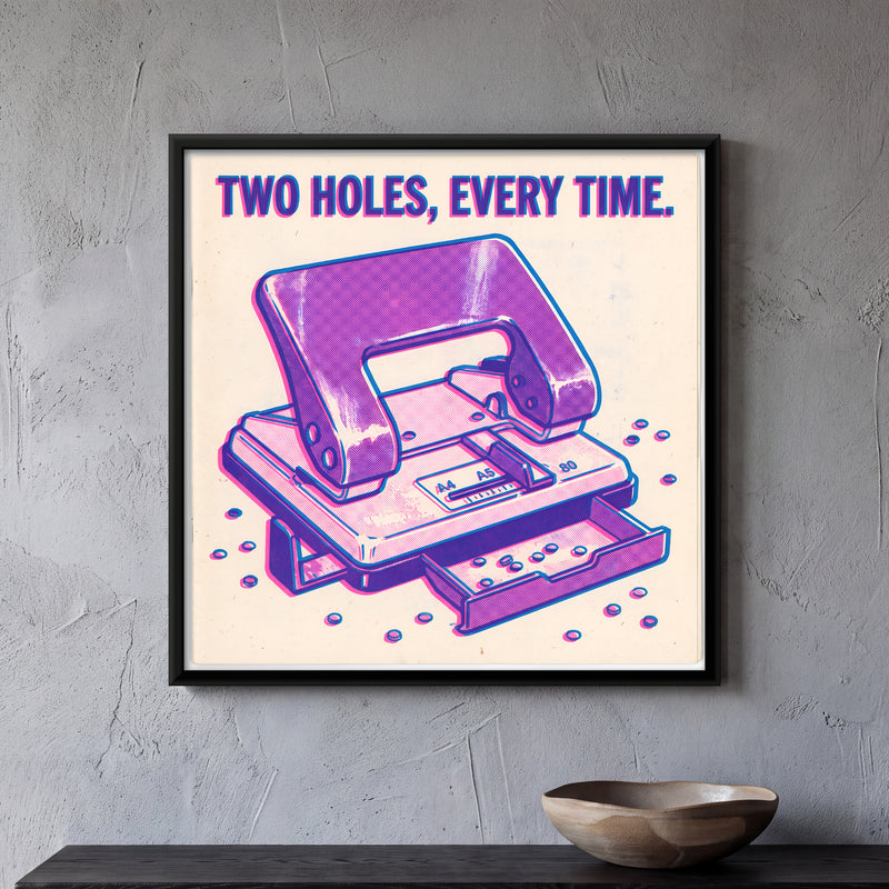 Two-Hole Paper Punch - framed canvas art hung on a wall