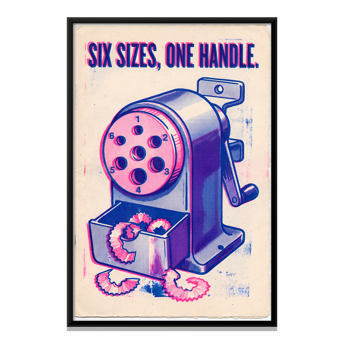 Crank Pencil Sharpener - framed canvas print, front view