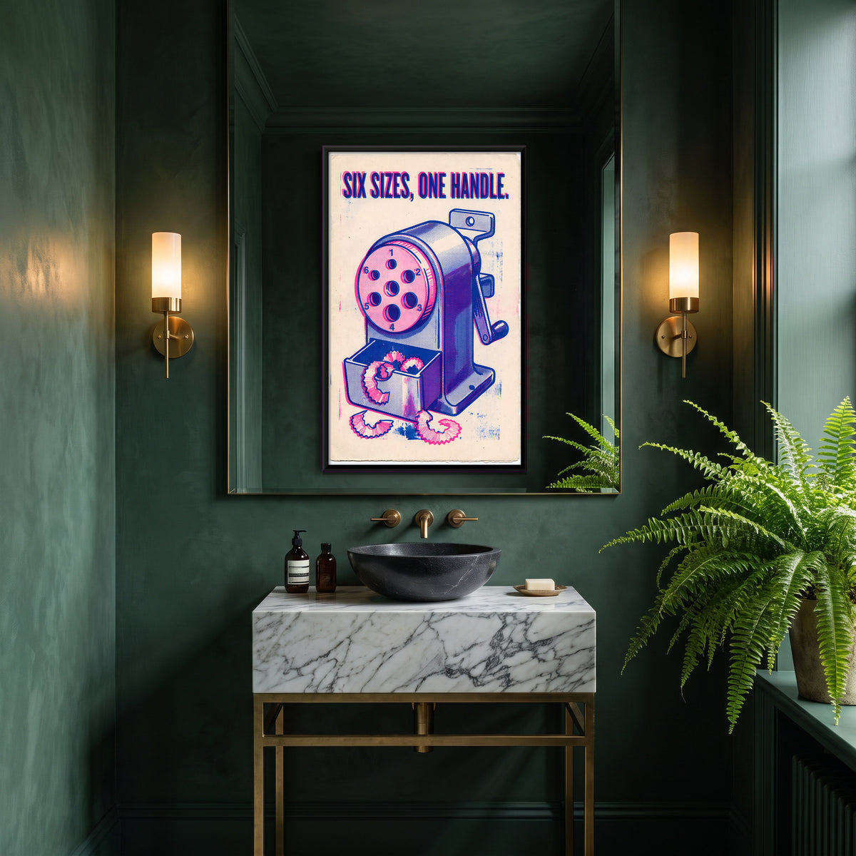 Crank Pencil Sharpener - canvas art shown in a styled room