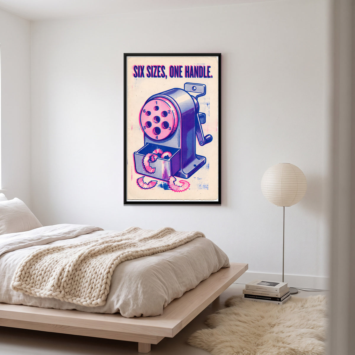 Crank Pencil Sharpener - canvas art shown in a second room setting