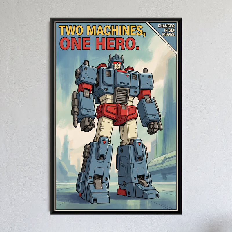 Transforming Robot Toy - framed canvas art hung on a wall