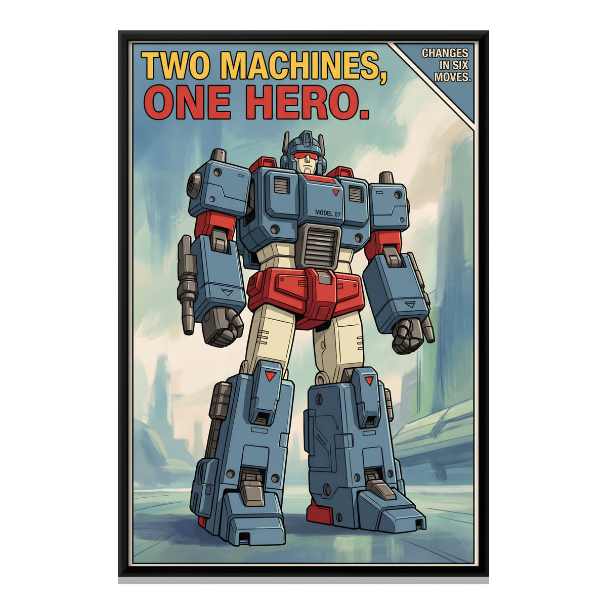 Transforming Robot Toy - framed canvas print, front view