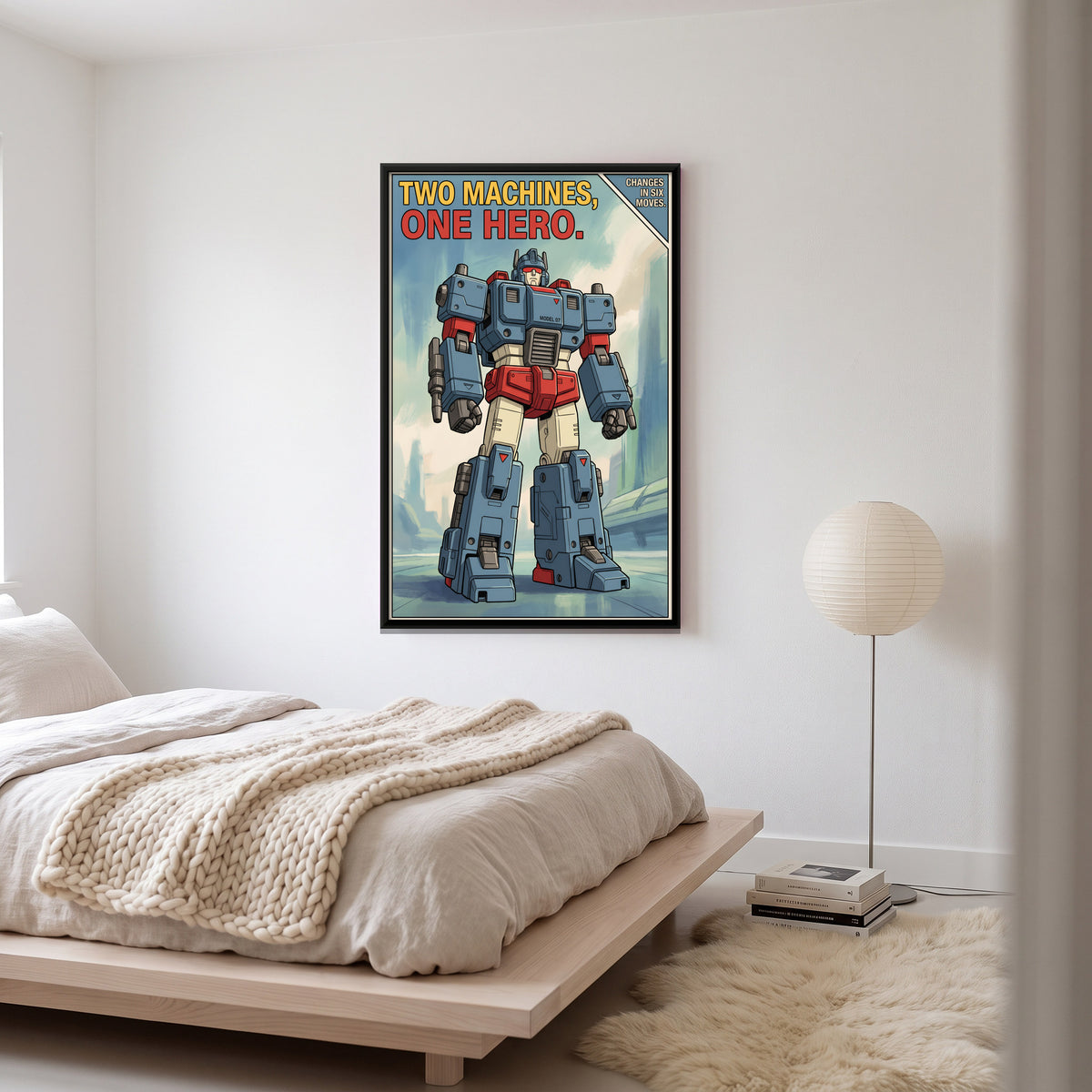 Transforming Robot Toy - canvas art shown in a second room setting