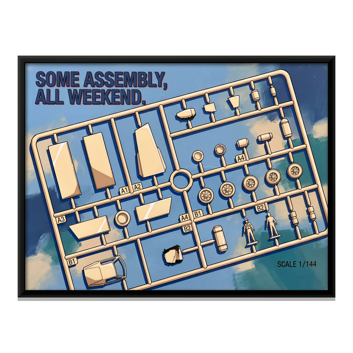 Plastic Model Kit Sprue - framed canvas print, front view