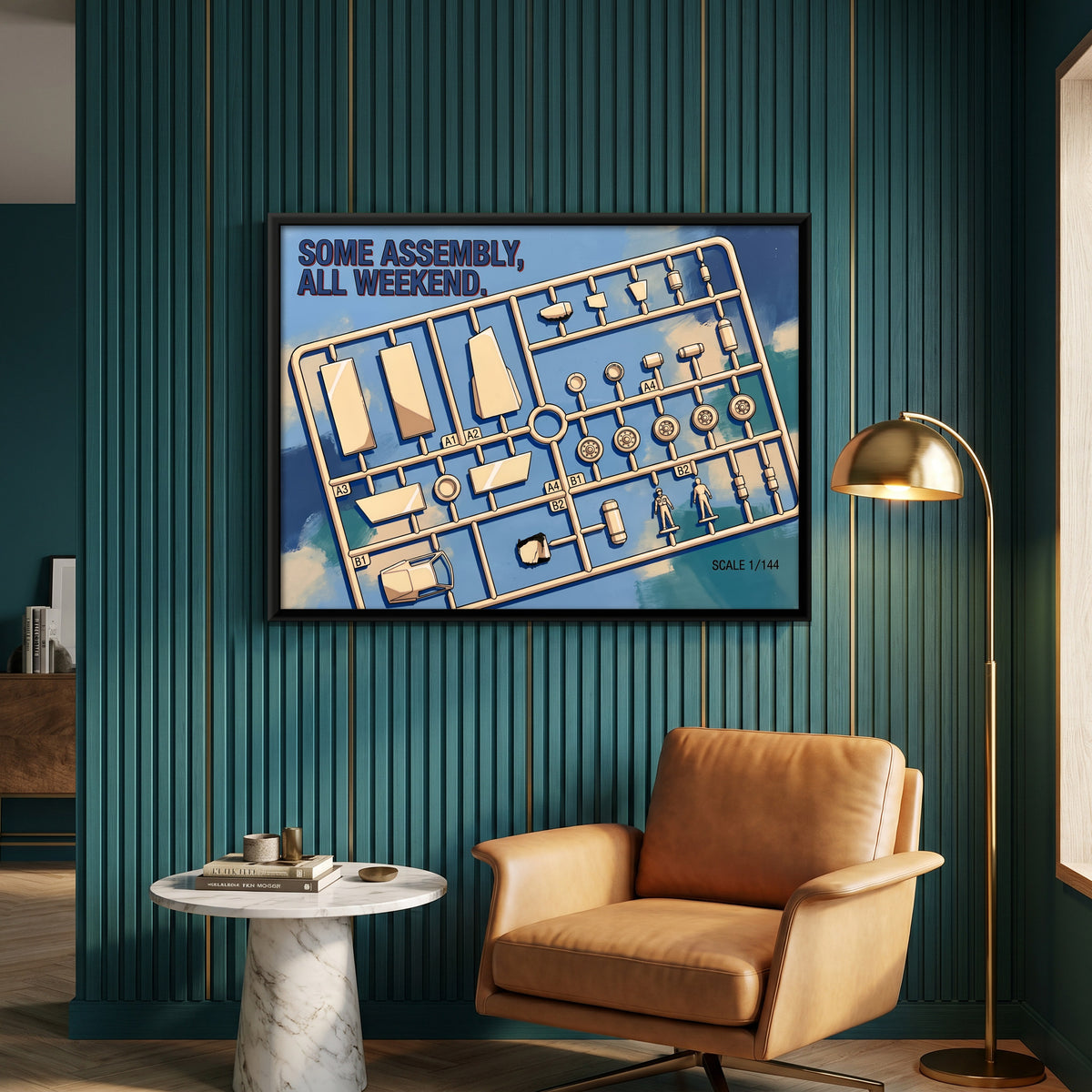 Plastic Model Kit Sprue - canvas art shown in a styled room