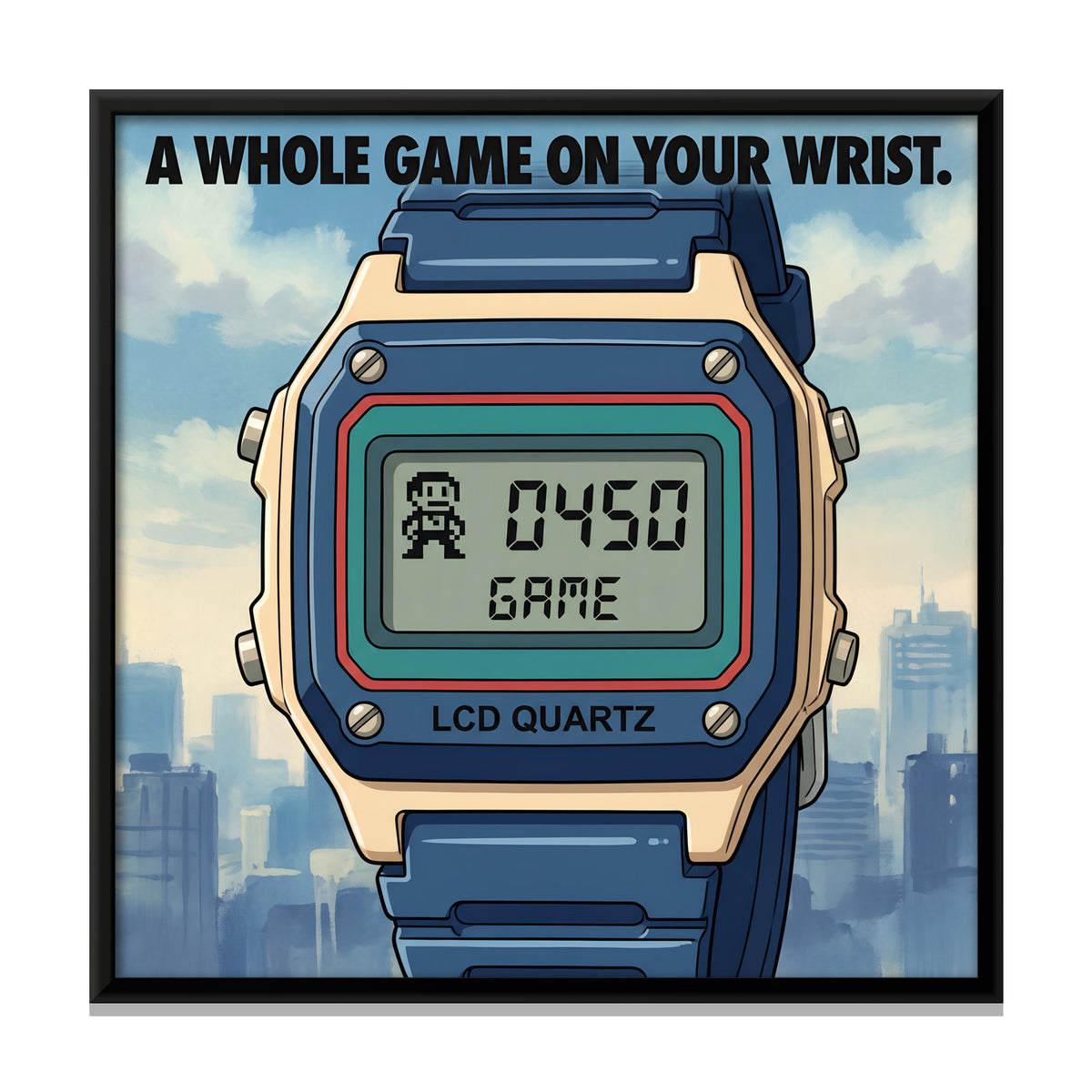 Digital Game Watch - framed canvas print, front view