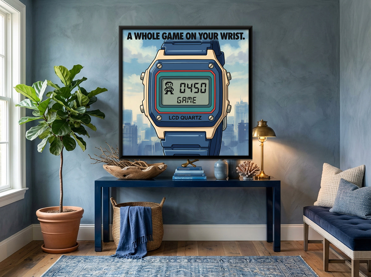 Digital Game Watch - canvas art shown in a second room setting