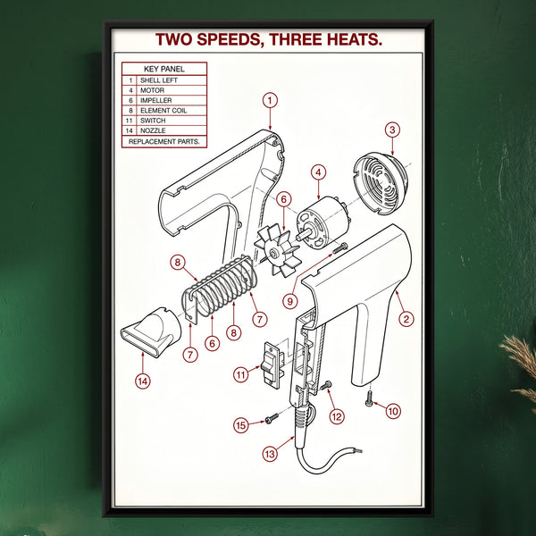 Pistol-grip Hair Dryer Exploded View Diagram