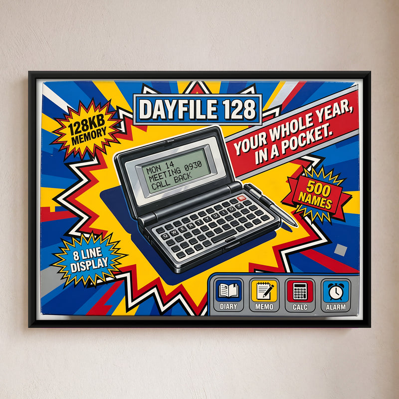 Retro Pocket Organiser Box Art - framed canvas art hung on a wall