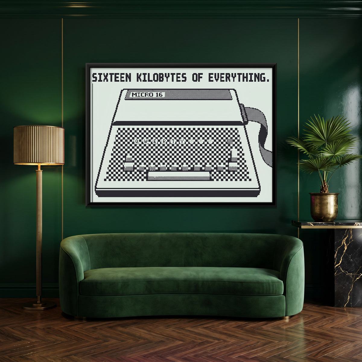 Retro Home Computer - canvas art shown in a styled room