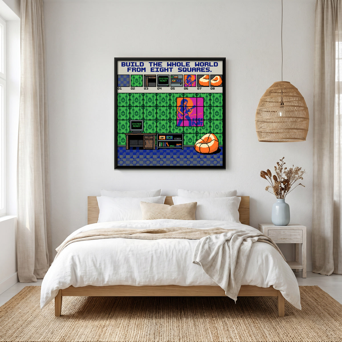Retro Computer Room - canvas art shown in a second room setting