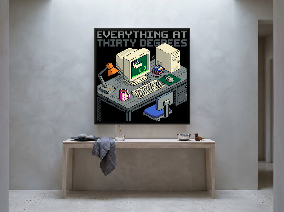 Retro Computer Desk - canvas art shown in a second room setting
