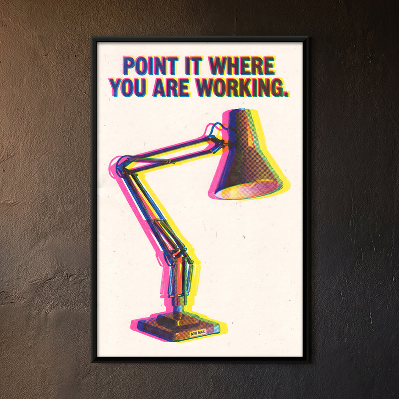 Angled Desk Lamp - framed canvas art hung on a wall