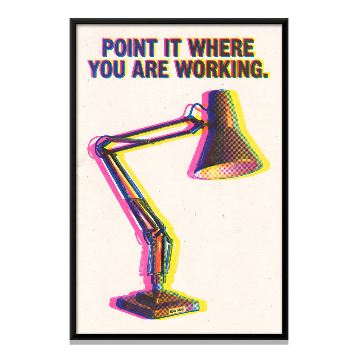 Angled Desk Lamp - framed canvas print, front view