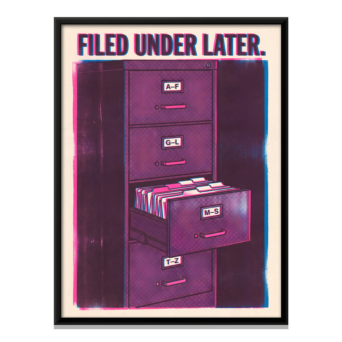 Four-Drawer Filing Cabinet - framed canvas print, front view