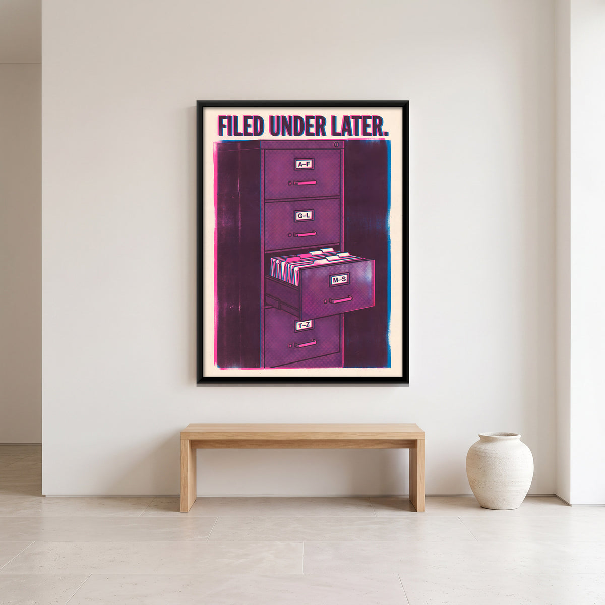 Four-Drawer Filing Cabinet - canvas art shown in a styled room