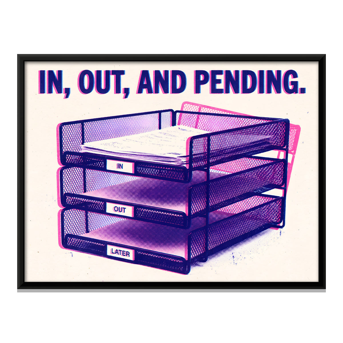 Three-Tier Letter Tray - framed canvas print, front view