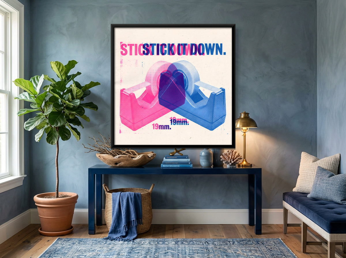 Desk Tape Dispenser - canvas art shown in a second room setting
