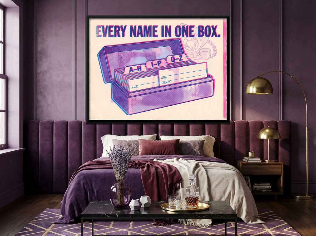 Index Card Box - canvas art shown in a styled room