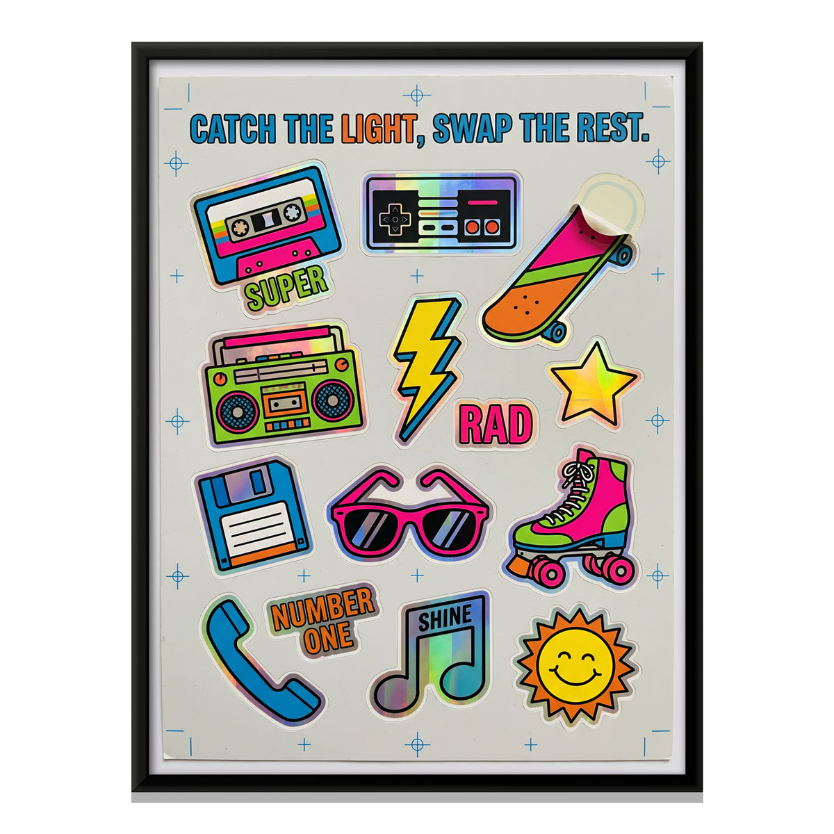 Holographic Sticker Sheet - framed canvas print, front view