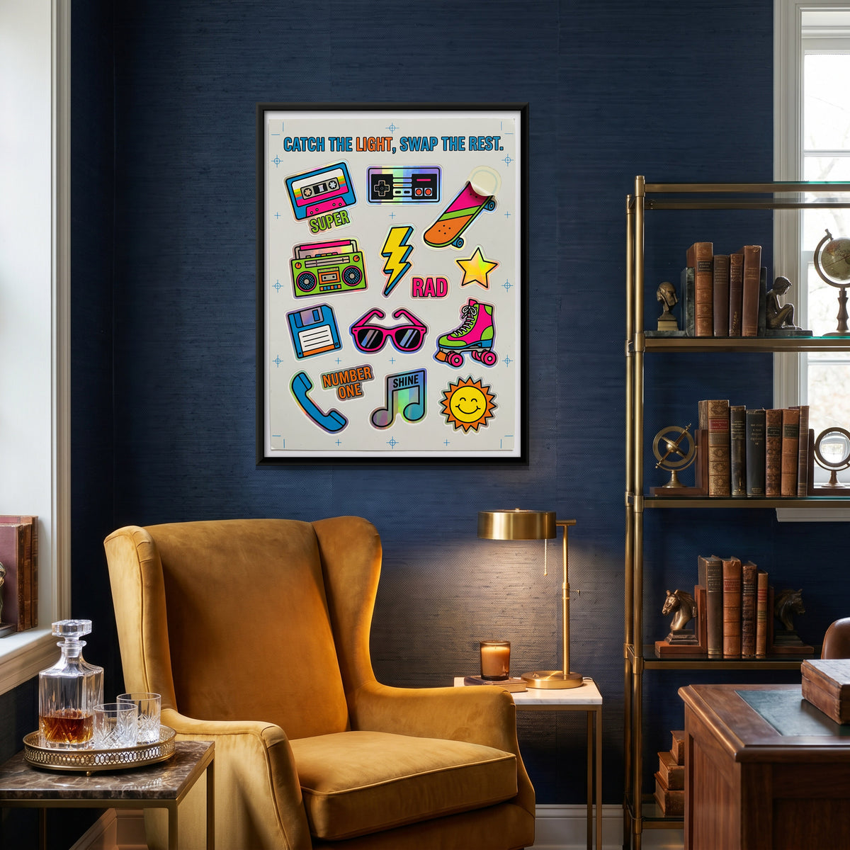 Holographic Sticker Sheet - canvas art shown in a second room setting