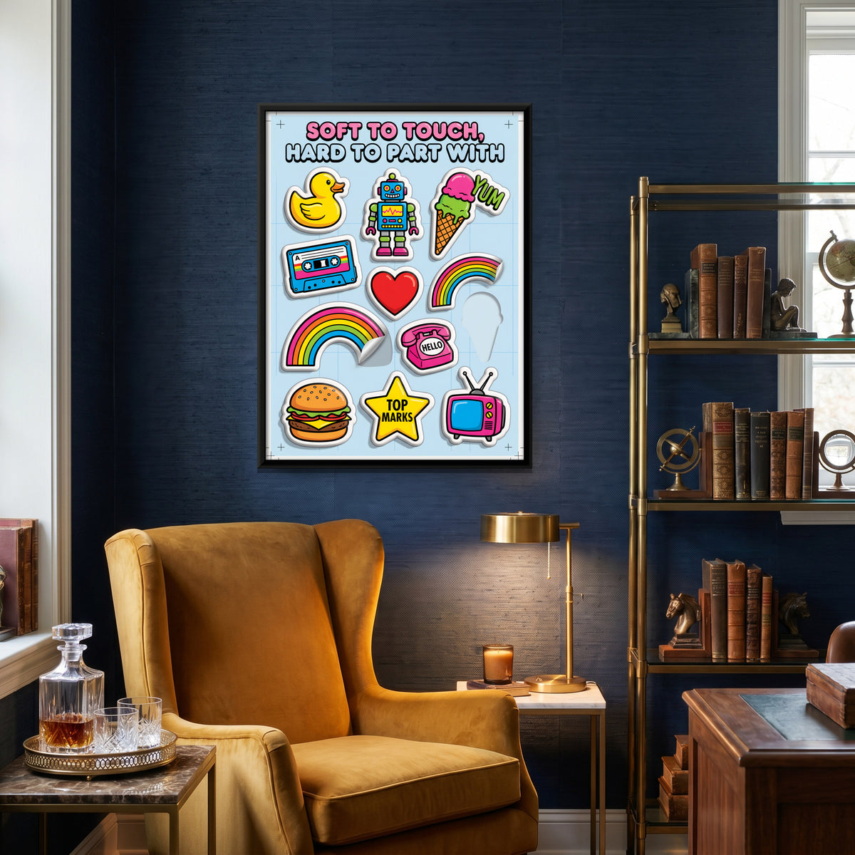 Puffy Sticker Sheet - canvas art shown in a styled room
