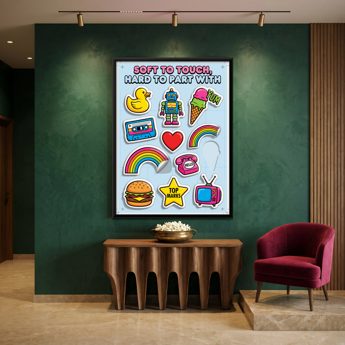 Puffy Sticker Sheet - canvas art shown in a second room setting