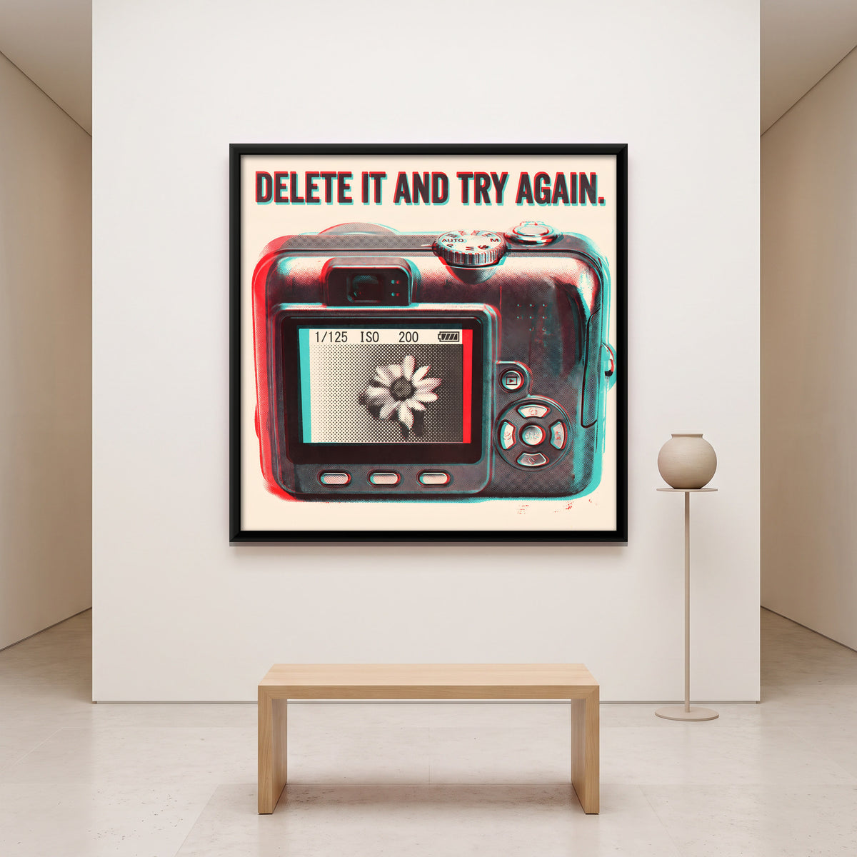 Compact Digital Camera - canvas art shown in a second room setting