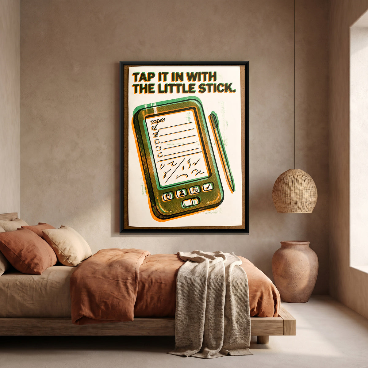 Pocket Organiser with Stylus - canvas art shown in a second room setting