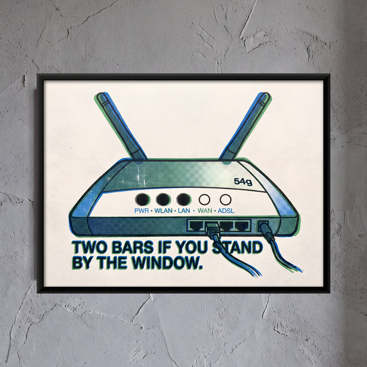 Wireless Router - framed canvas art hung on a wall