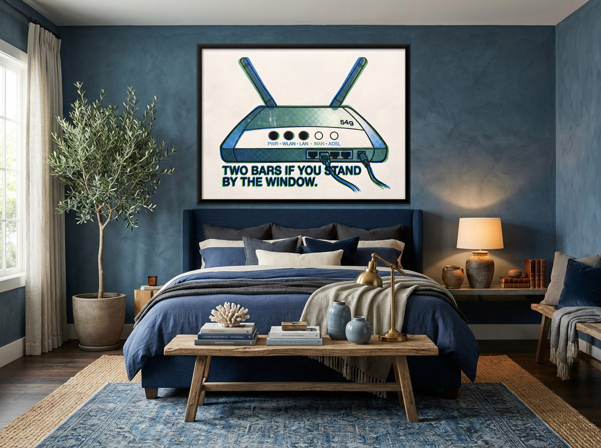 Wireless Router - canvas art shown in a second room setting